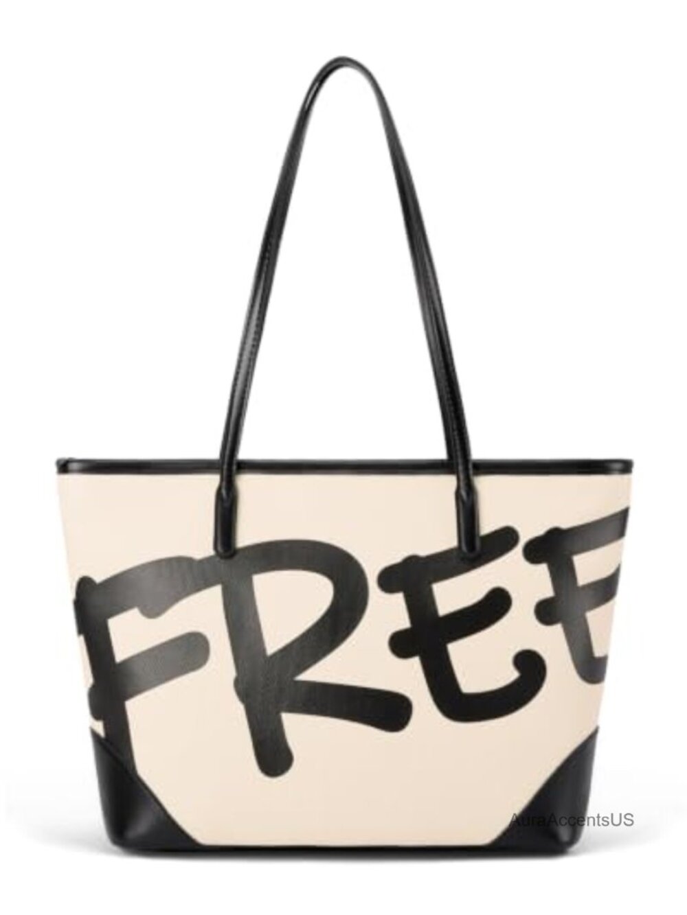 Vegan Leather Zip Tote Bag for Women Work Travel Shoulder Handbag